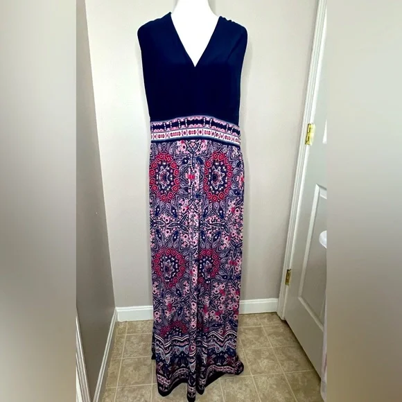 Dress Barn Dresses Dressbarn Sleeveless Fit Flare Maxi Dress